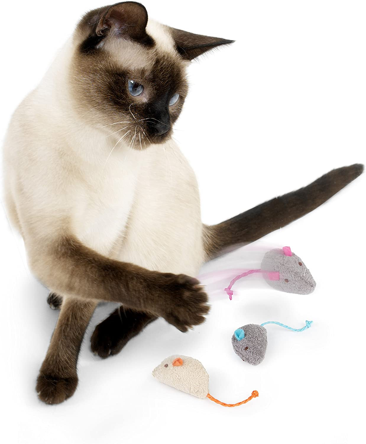 (3 Count) Skitter Critters Catnip Cat Toys - Gray/Cream, 3 Count